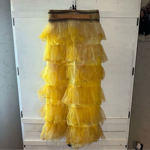 One of a kind Paris Montana Bustle Skirt Golden Tiered Maxi Skirt! One Size - Picture 3 of 16